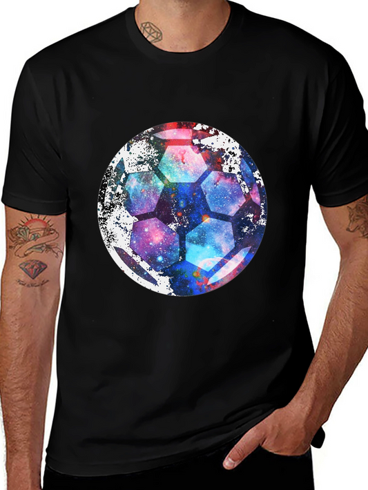 Galaxy Soccer Ball Graphic Tee - Unique Space Design!