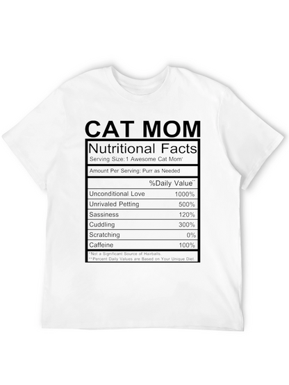 Cat Mom Nutritional Facts Black T-Shirt