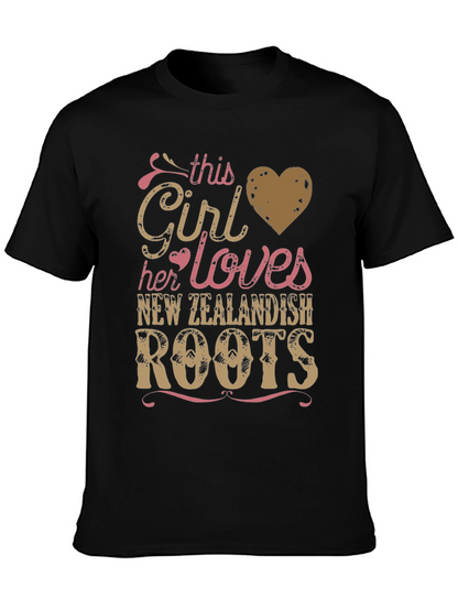 Girl Loves New Zealand Roots Black T-Shirt