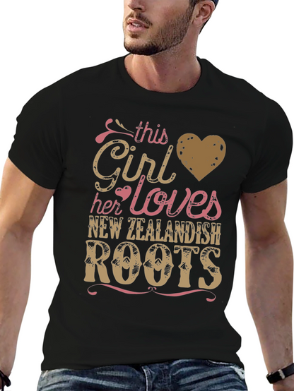 Girl Loves New Zealand Roots Black T-Shirt