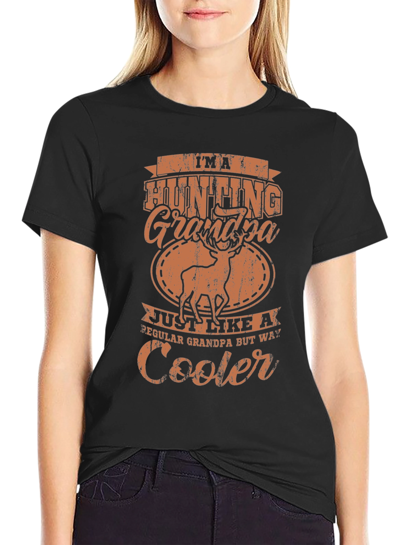 Hunting Grandpa Graphic Tee - Black Casual T-Shirt