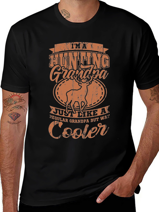 Hunting Grandpa Graphic Tee - Black Casual T-Shirt