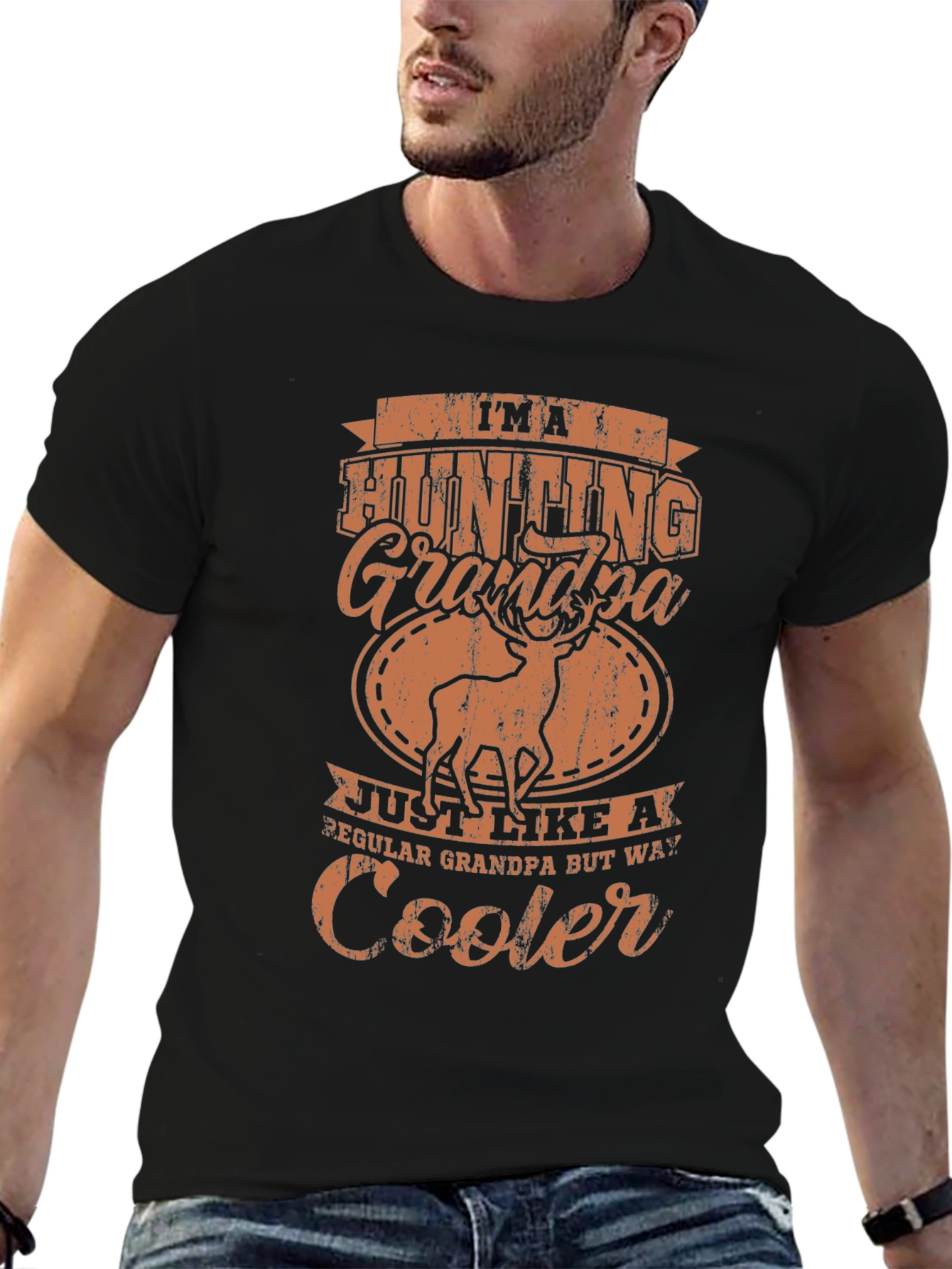 Hunting Grandpa Graphic Tee - Black Casual T-Shirt