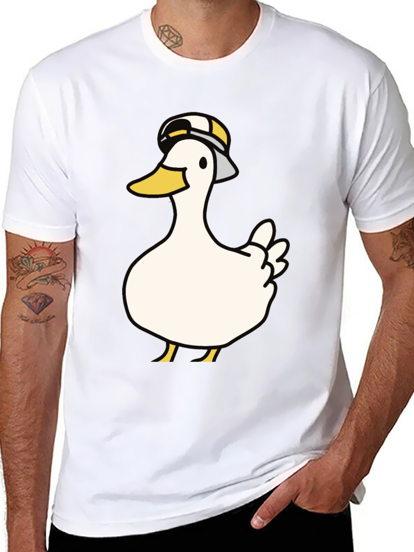 Duck with Hat Graphic T-Shirt - Casual Wear