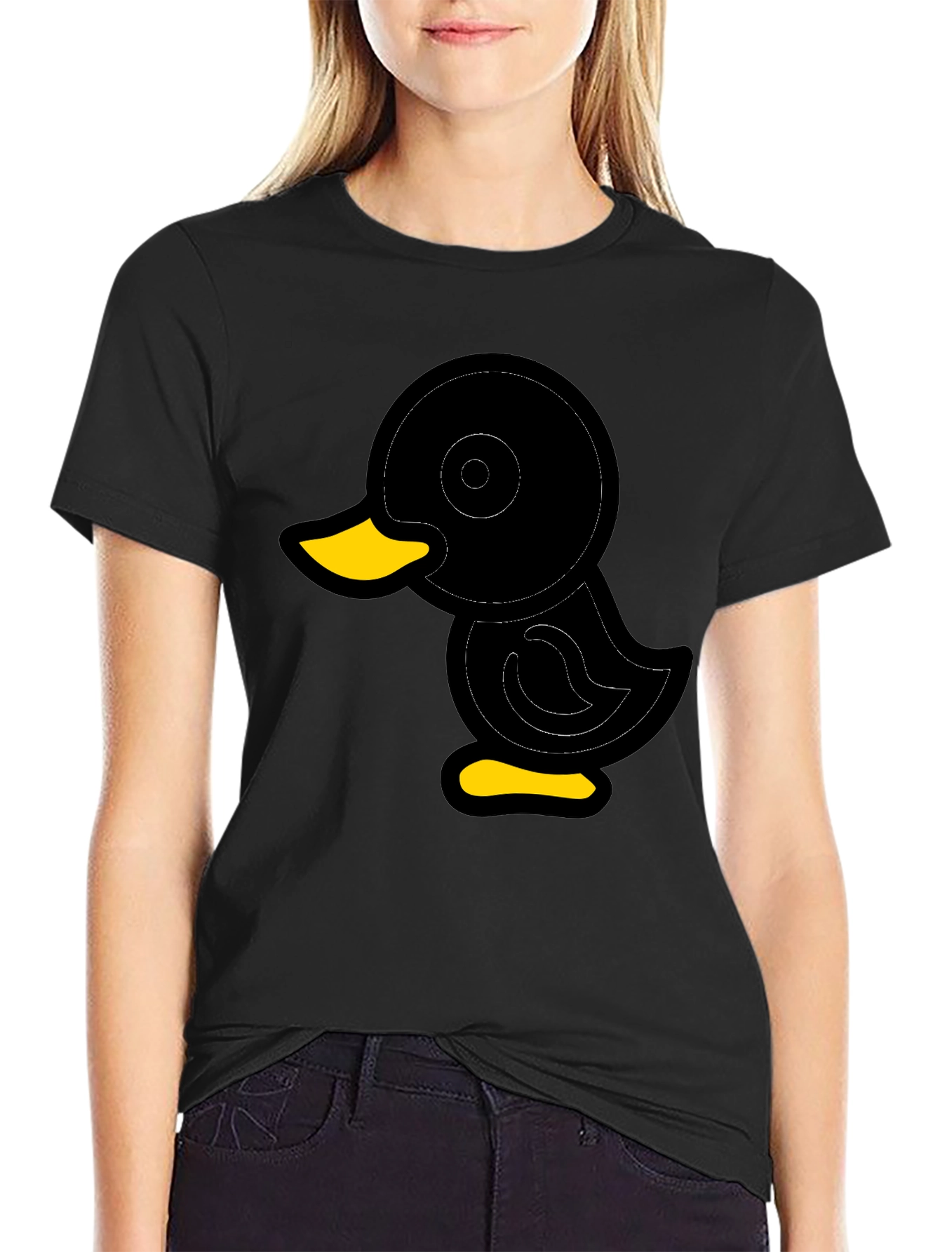 Duck Graphic Tee - Soft Black Cotton Blend Shirt