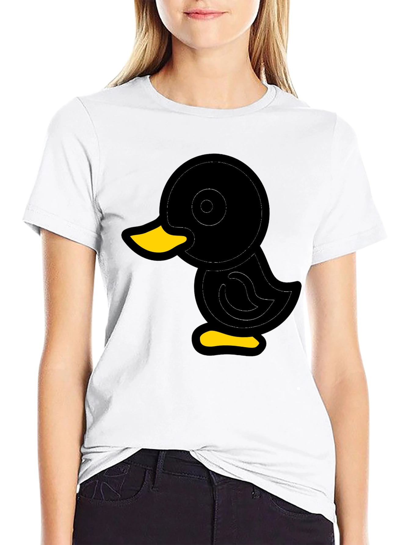 Duck Graphic Tee - Soft Black Cotton Blend Shirt