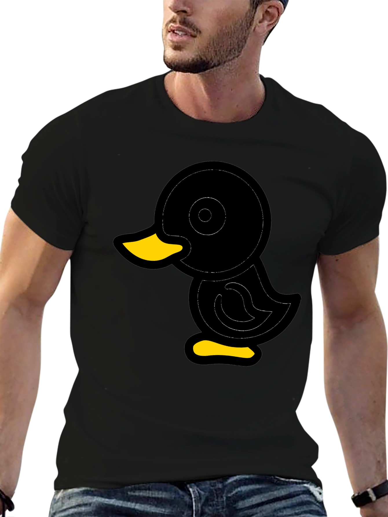 Duck Graphic Tee - Soft Black Cotton Blend Shirt