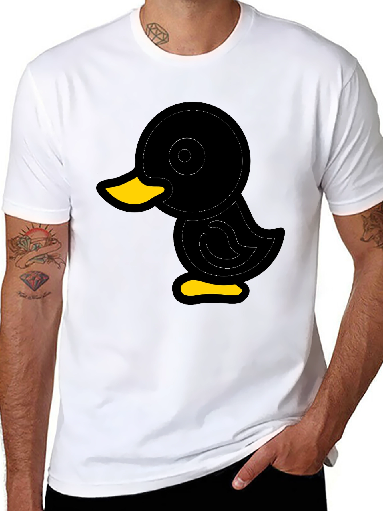 Duck Graphic Tee - Soft Black Cotton Blend Shirt
