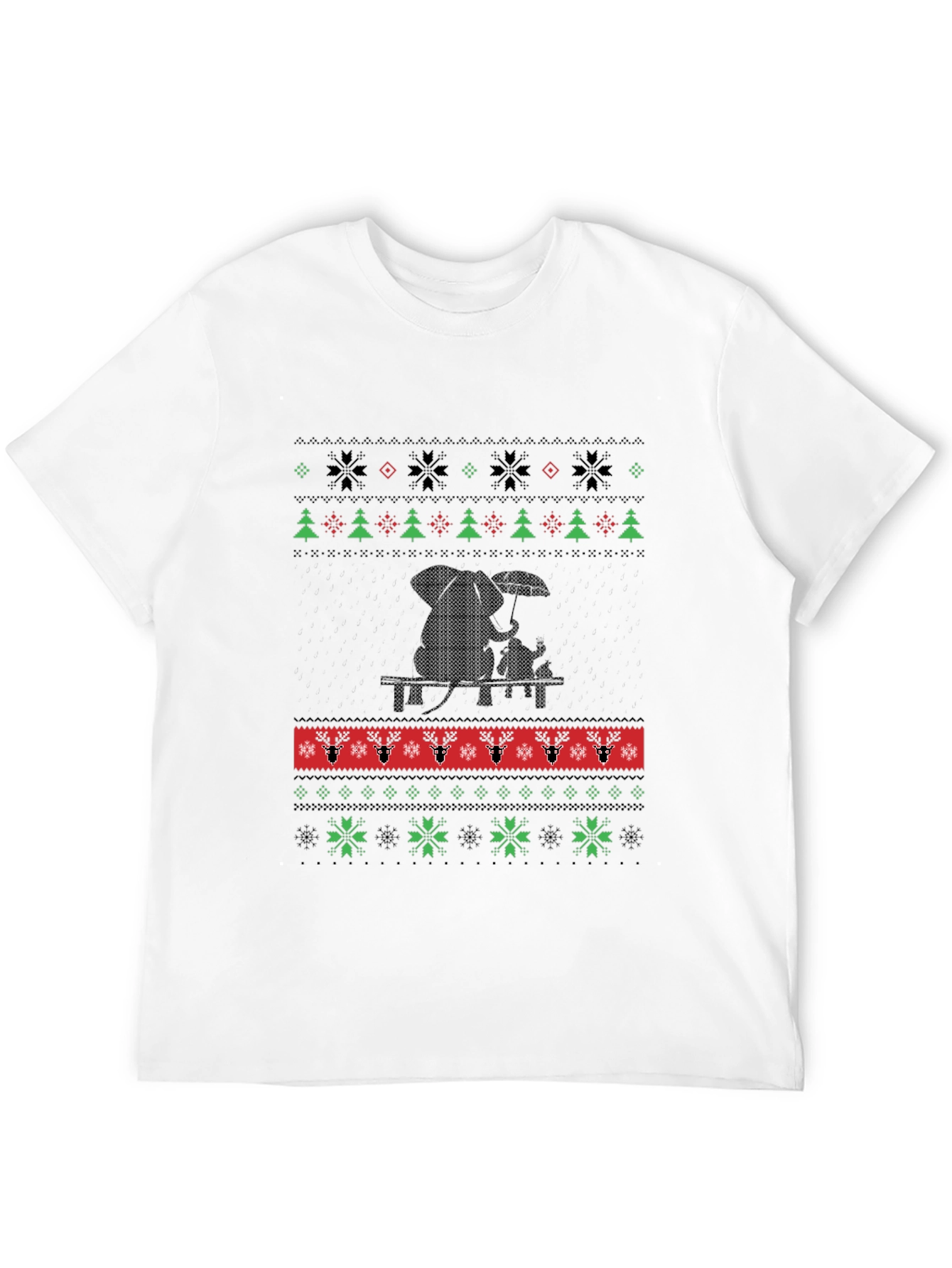 Elephant Family Christmas Pattern T-Shirt