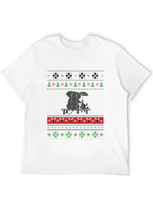Elephant Family Christmas Pattern T-Shirt