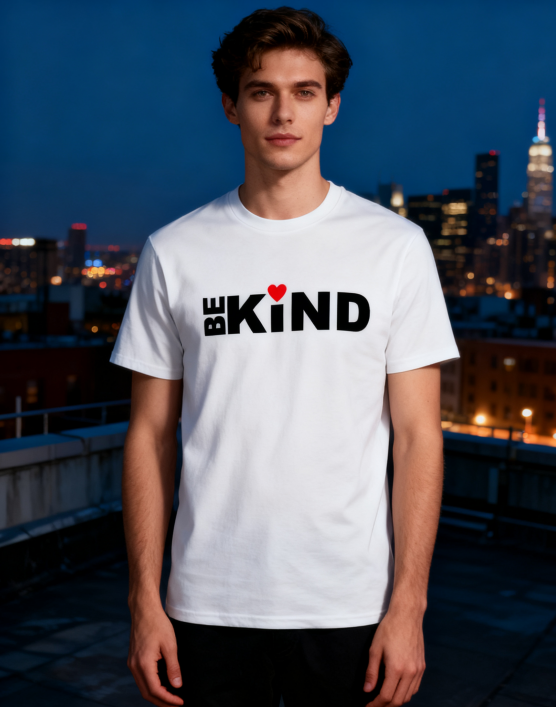 Be Kind Heart Graphic T-Shirt - 100% Cotton, Kindness-Driven Tee for Daily Life & Community Events