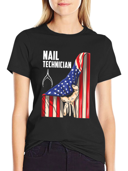 Nail Technician Patriotic T-Shirt - USA Flag