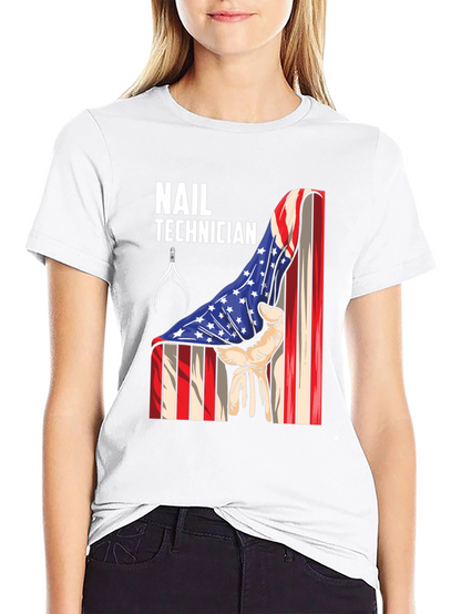 Nail Technician Patriotic T-Shirt - USA Flag