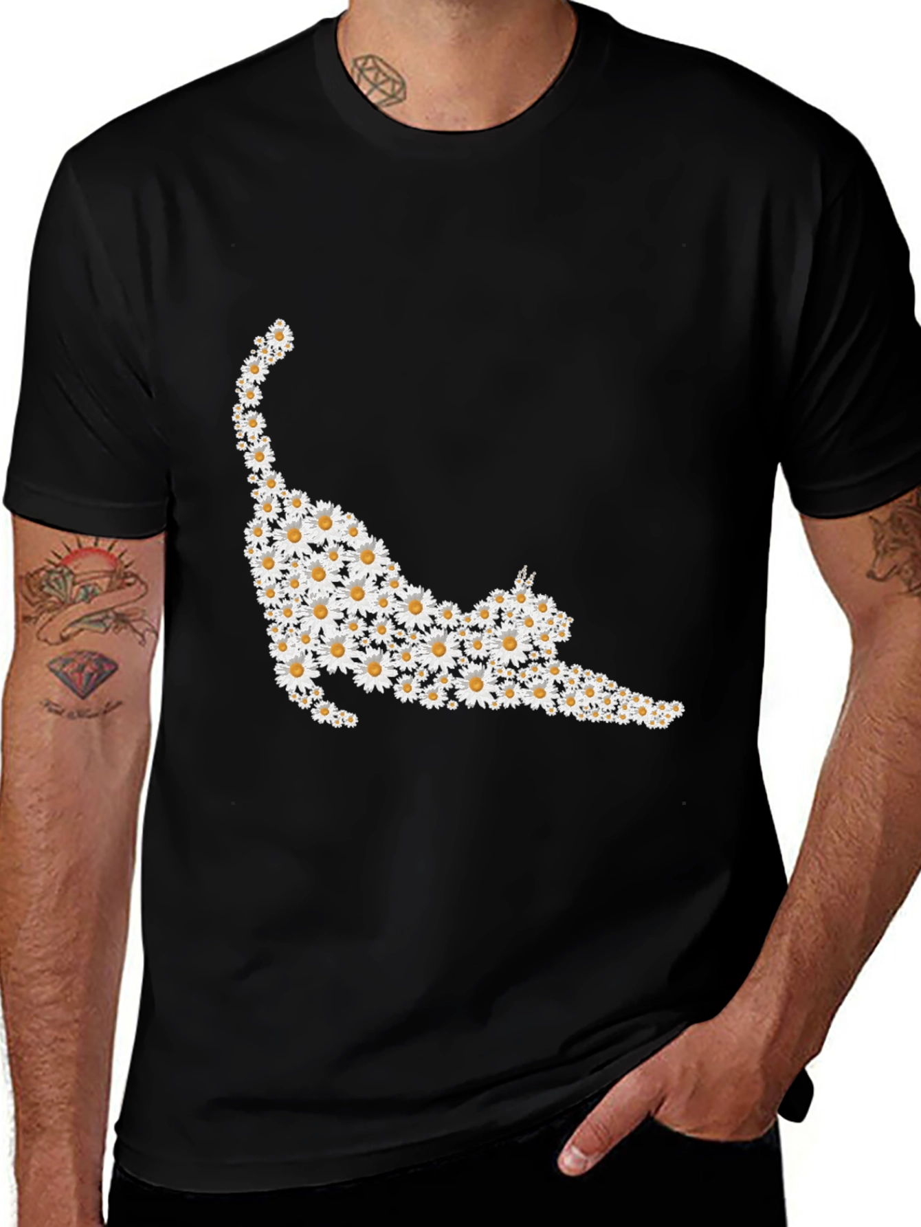 Daisy Cat T-Shirt - Floral Feline Tee