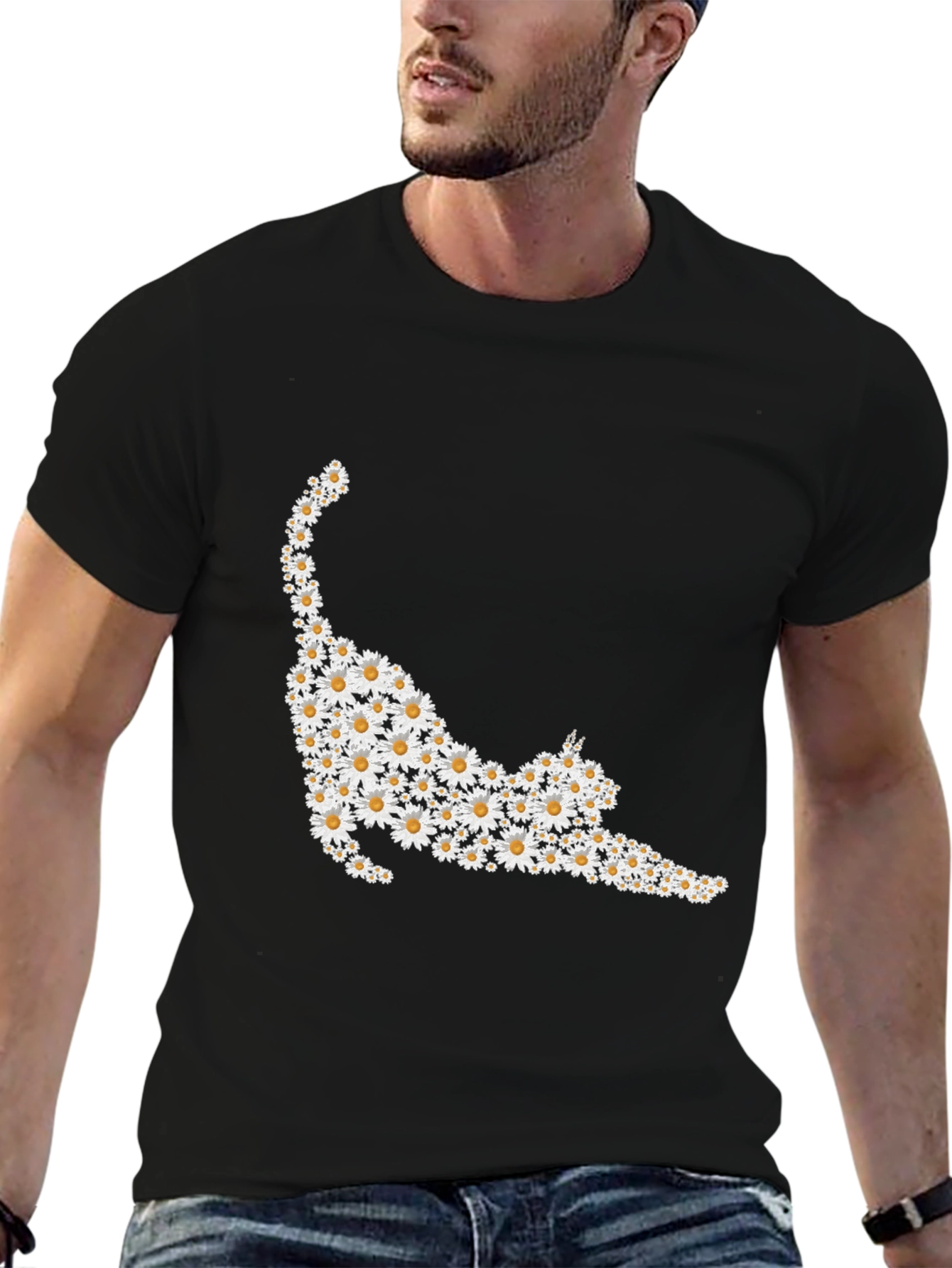 Daisy Cat T-Shirt - Floral Feline Tee