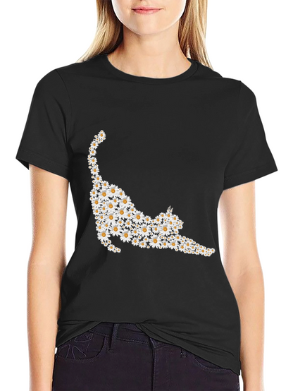 Daisy Cat T-Shirt - Floral Feline Tee