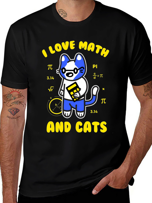 I Love Math and Cats T-Shirt Funny Geek Nerd Tee