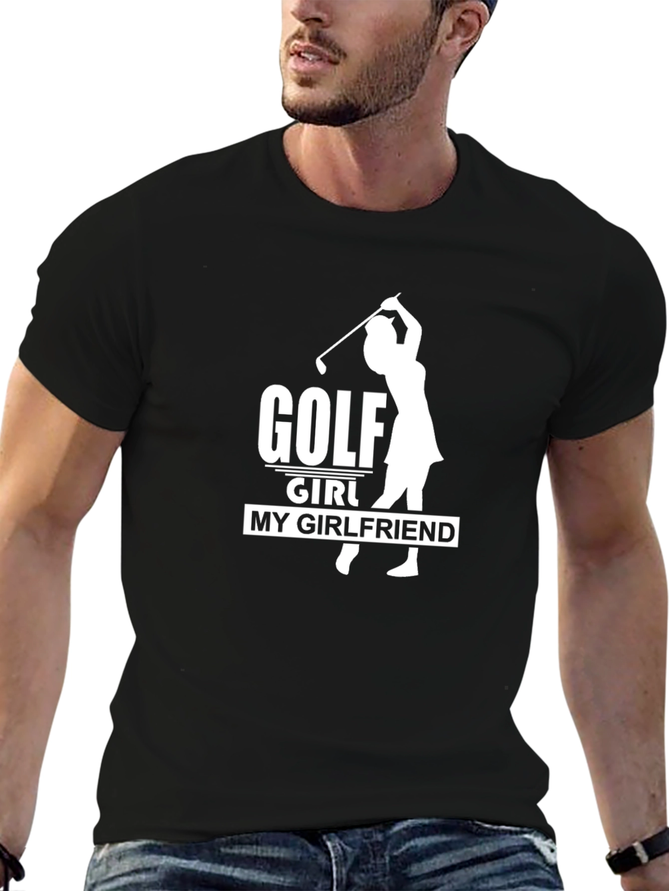 Golf Girl My Girlfriend T-Shirt - Black Cotton Tee