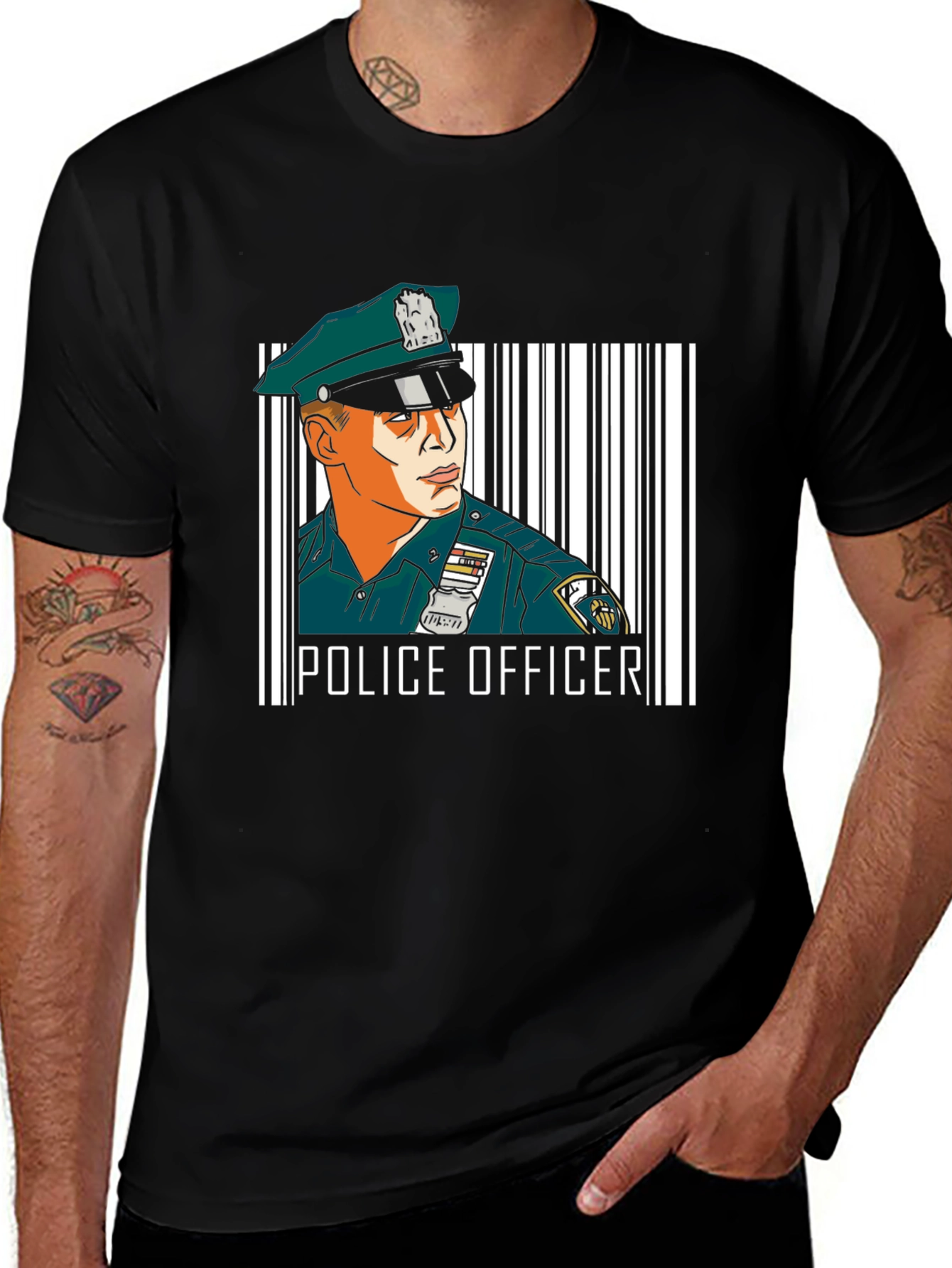 Police Officer Graphic T-Shirt - Cool Uniform Design