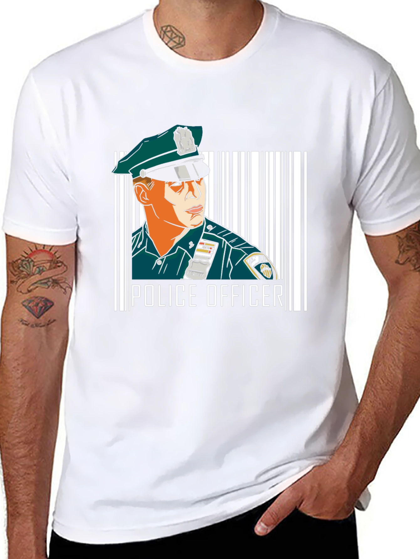 Police Officer Graphic T-Shirt - Cool Uniform Design