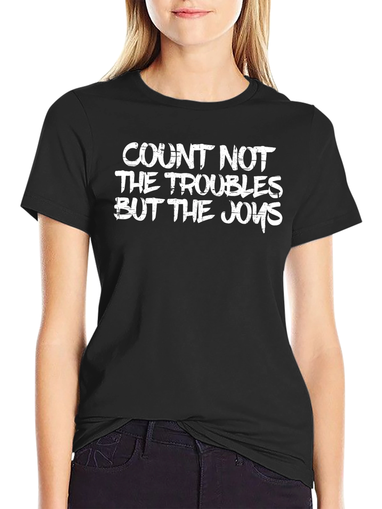 Count Not Troubles But Joys Black T-Shirt