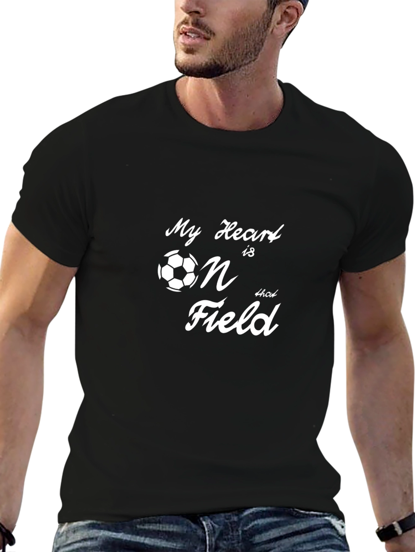 Soccer Heart on the Field Black T-Shirt