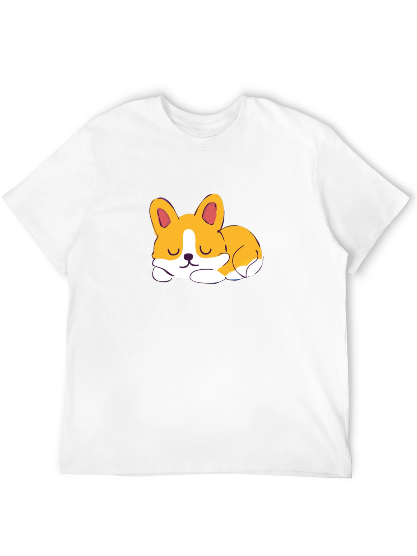 Cute Corgi Sleeping Graphic Black T-Shirt