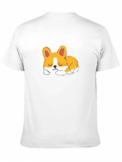 Cute Corgi Sleeping Graphic Black T-Shirt