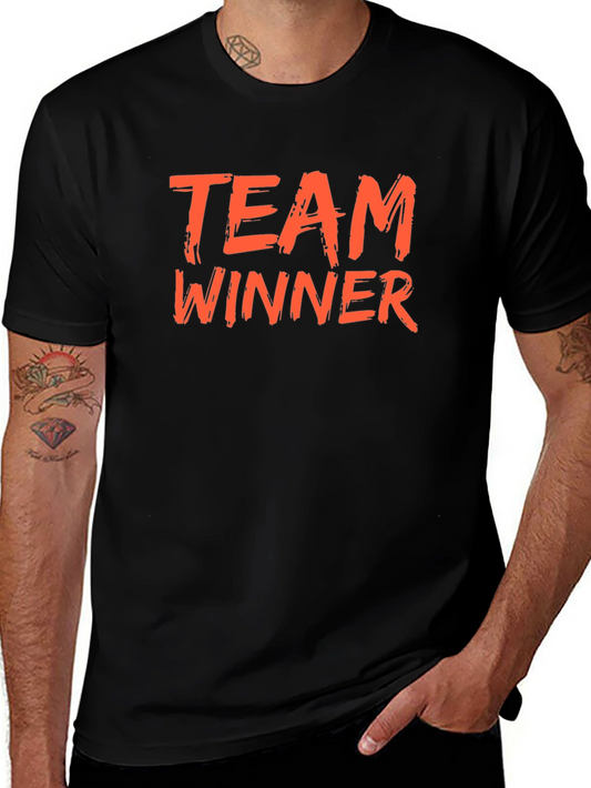 Team Winner Graphic Tee - Black Crew Neck