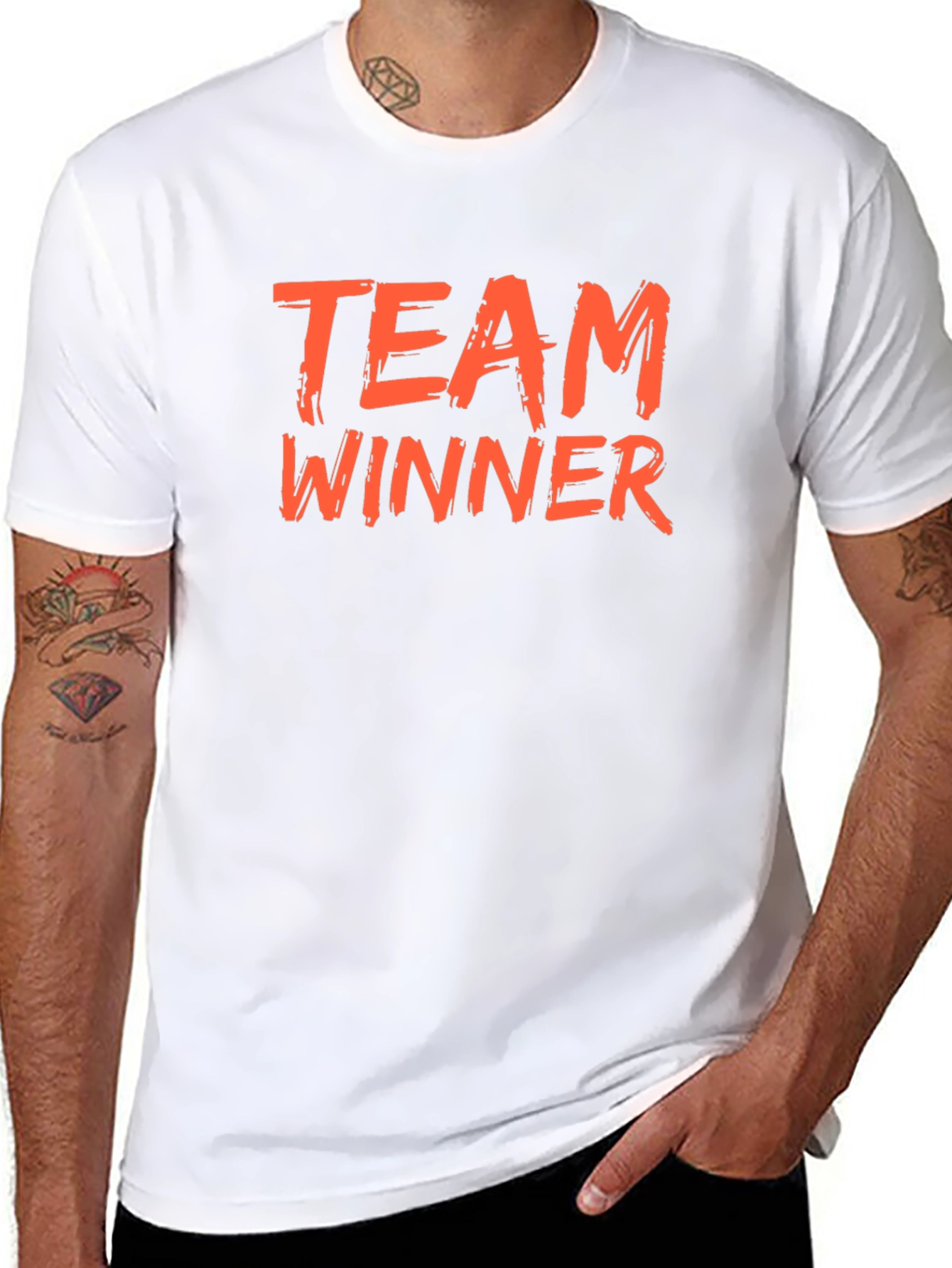Team Winner Graphic Tee - Black Crew Neck