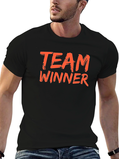 Team Winner Graphic Tee - Black Crew Neck