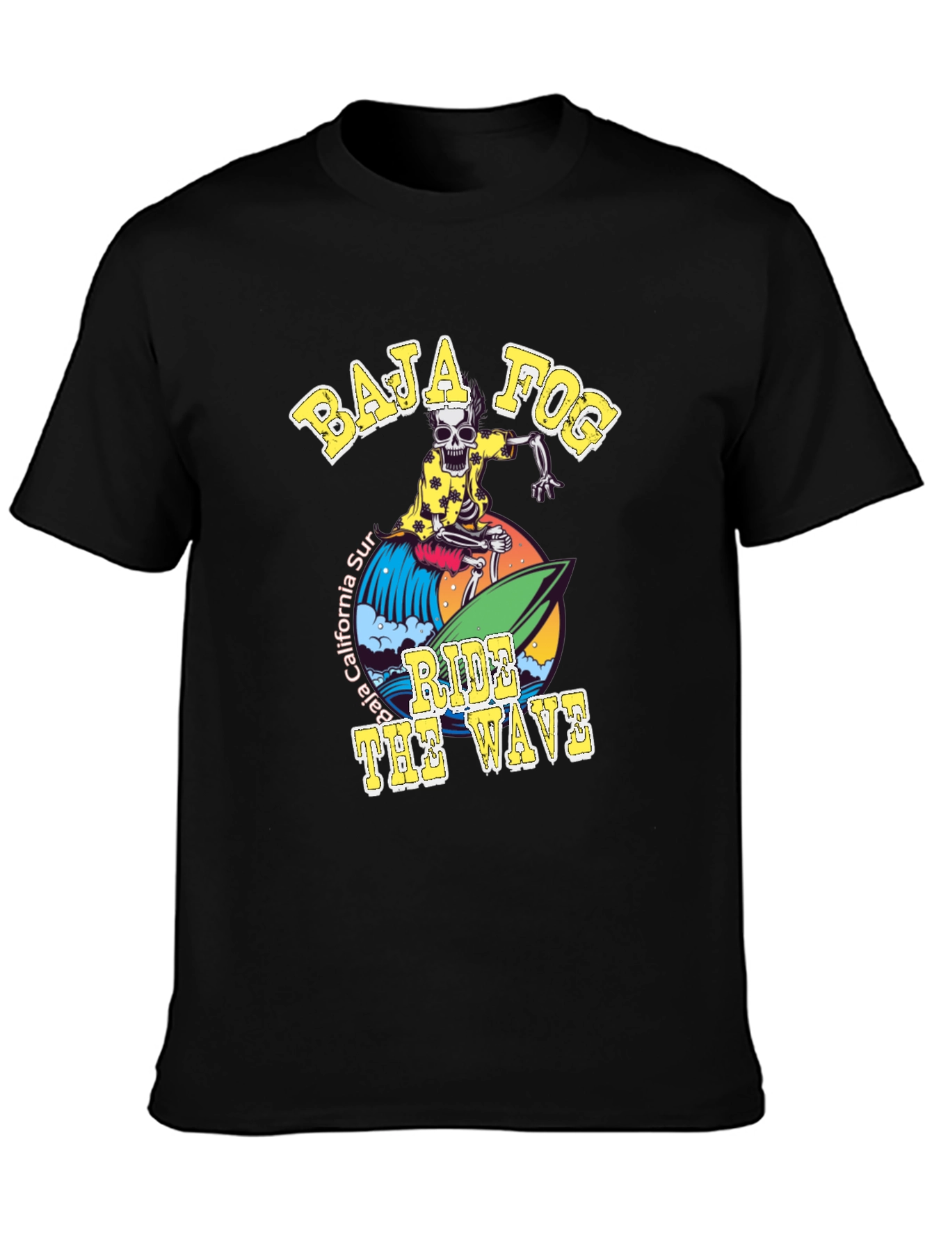 Baja Fog Skeleton Surfer Graphic T-Shirt