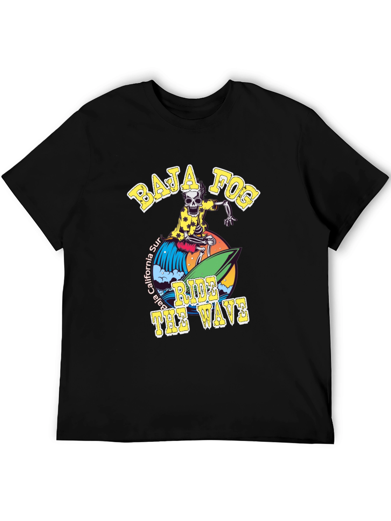 Baja Fog Skeleton Surfer Graphic T-Shirt