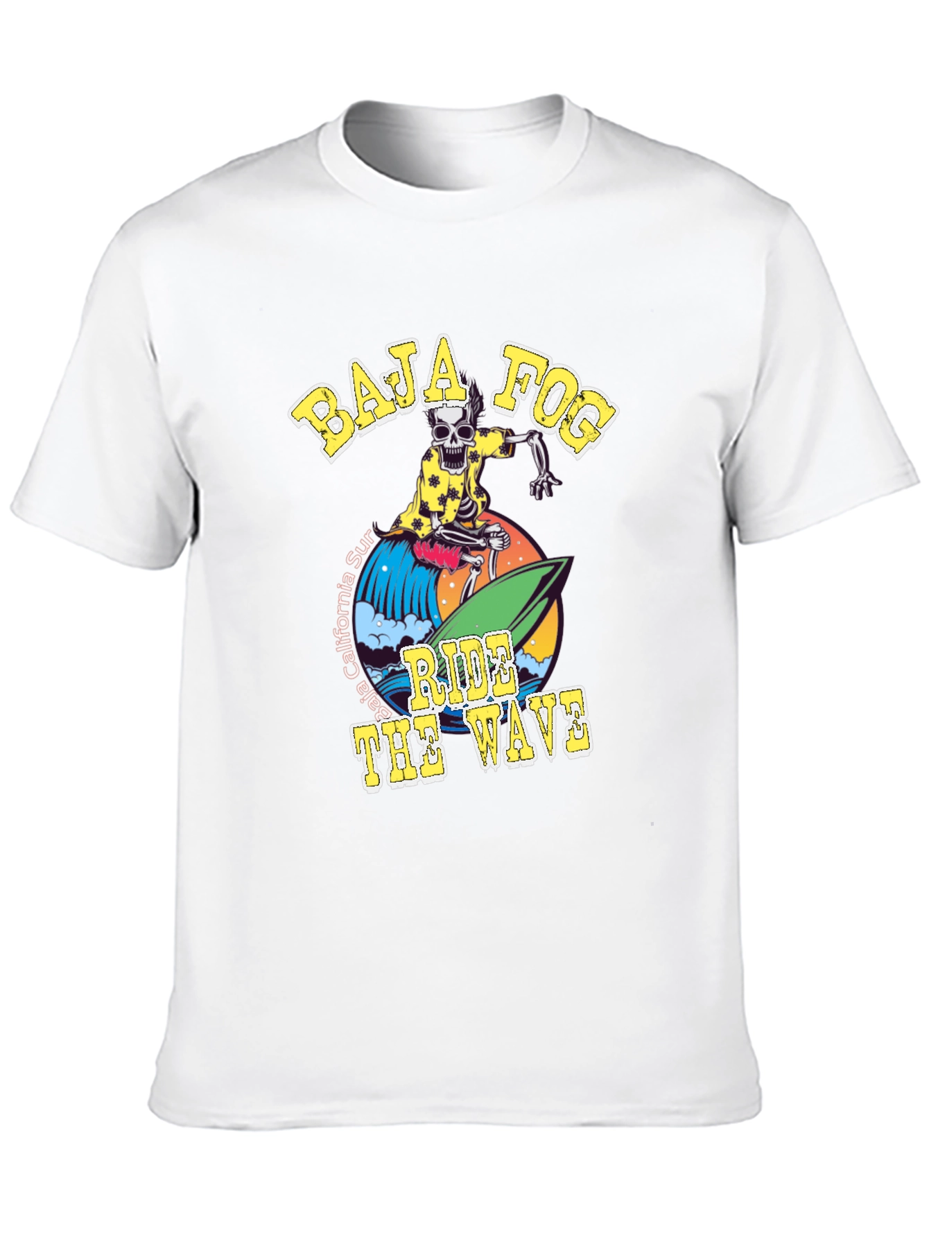Baja Fog Skeleton Surfer Graphic T-Shirt