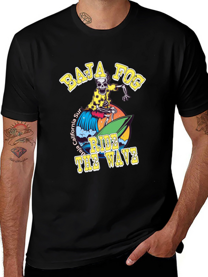 Baja Fog Skeleton Surfer Graphic T-Shirt