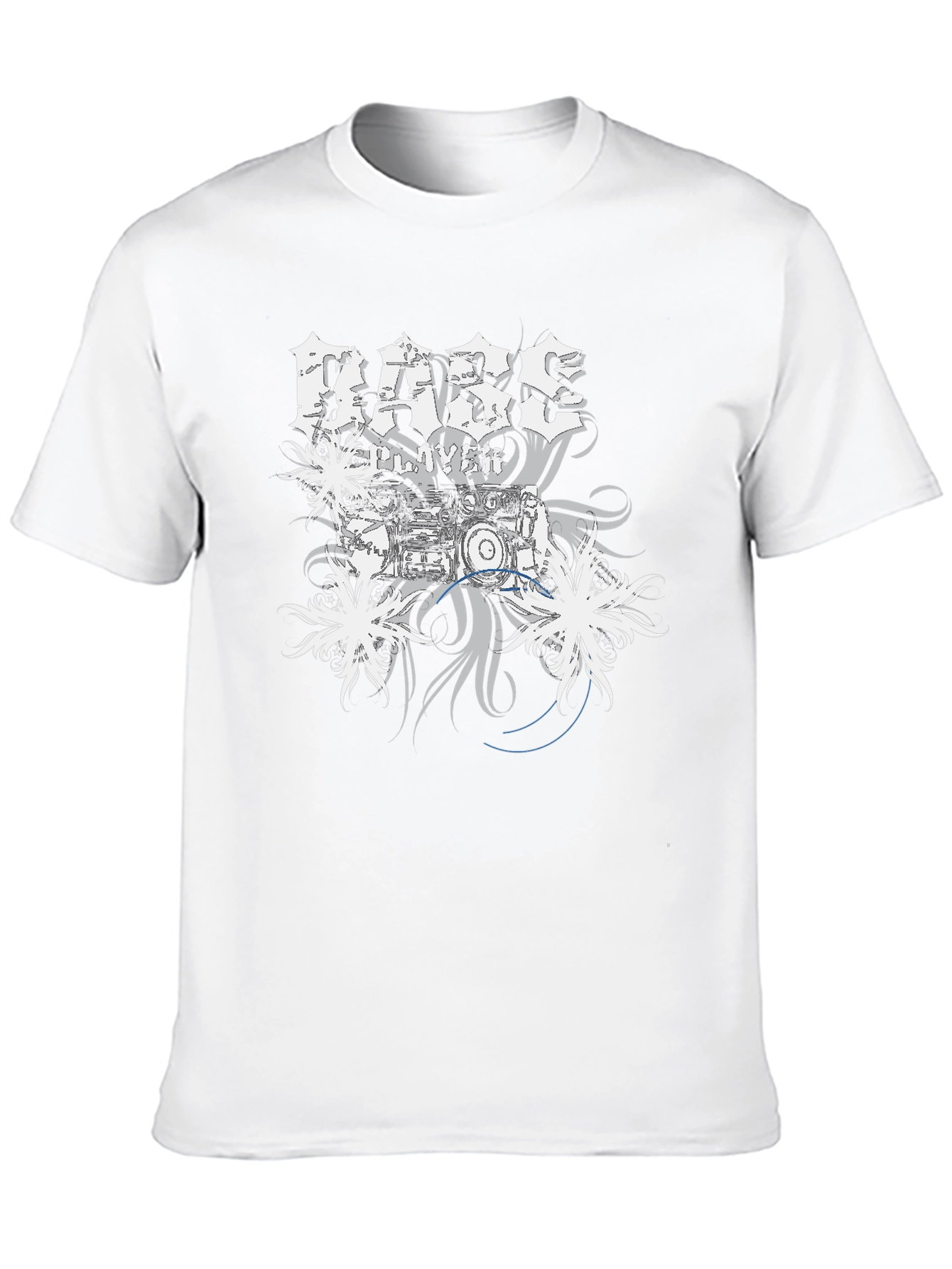 Bass Player Drum Kit Graphic Print Black T-Shirt