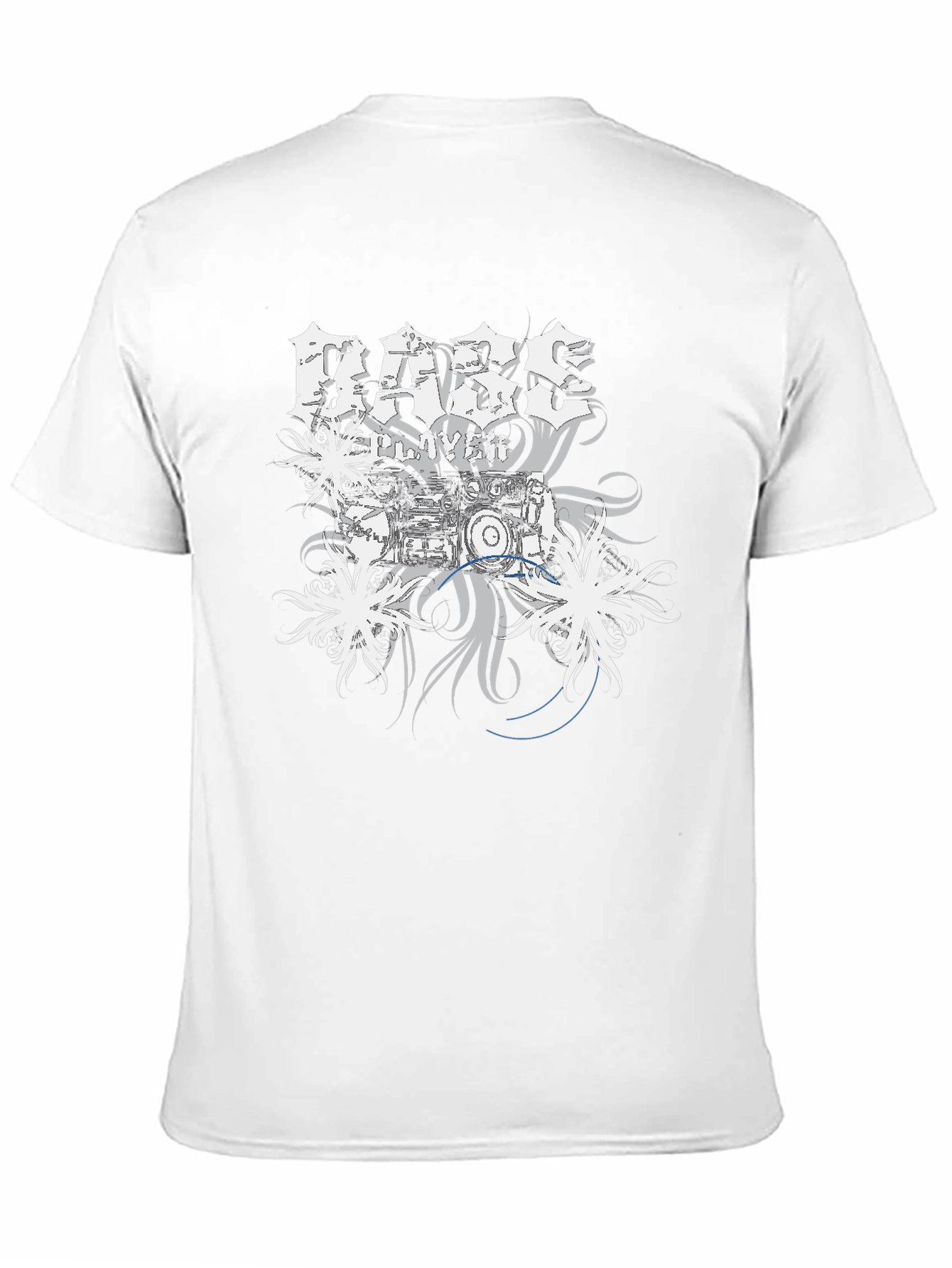 Bass Player Drum Kit Graphic Print Black T-Shirt