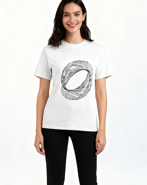 Abstract Circular Lines Art Graphic T-Shirt - 100% Cotton, Versatile for Diverse Occasions