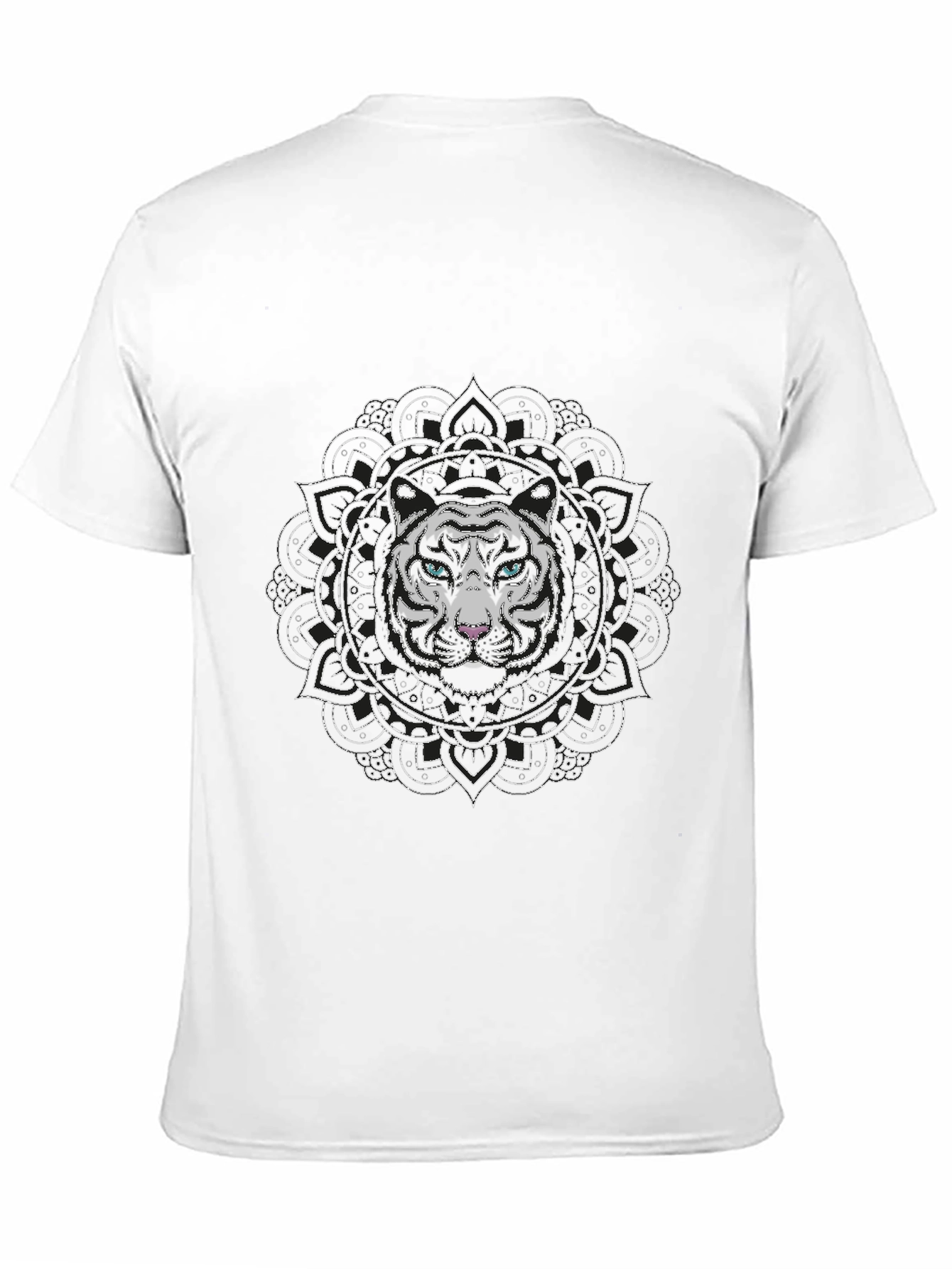 White Tiger Mandala Graphic Tee - Stylish Black T-Shirt
