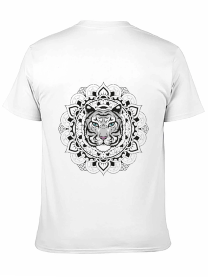 White Tiger Mandala Graphic Tee - Stylish Black T-Shirt