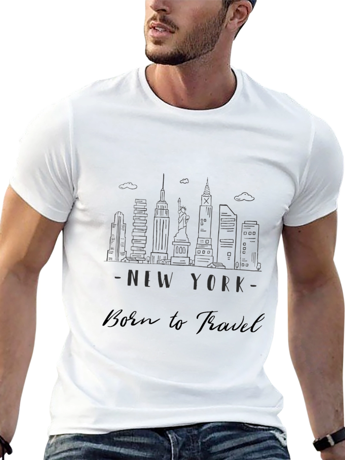 New York Born to Travel Black T-Shirt