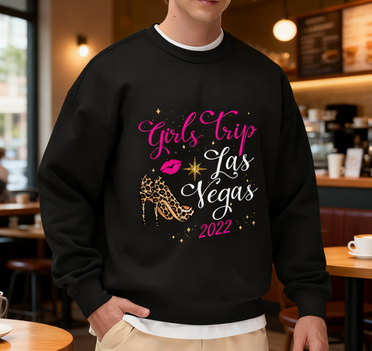 2022 Las Vegas Girls Trip Leopard Shoe Crewneck Sweatshirt
