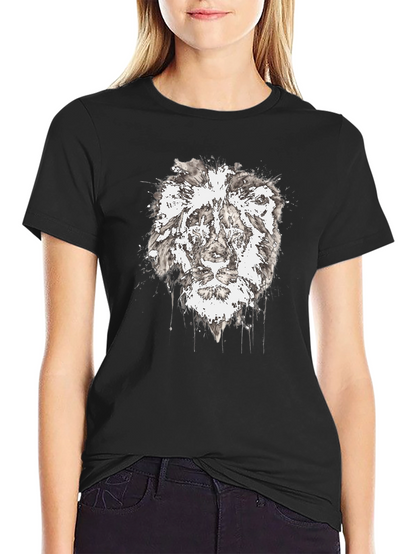 Lion Graphic Black T-Shirt - Artistic Print