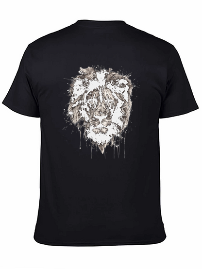 Lion Graphic Black T-Shirt - Artistic Print