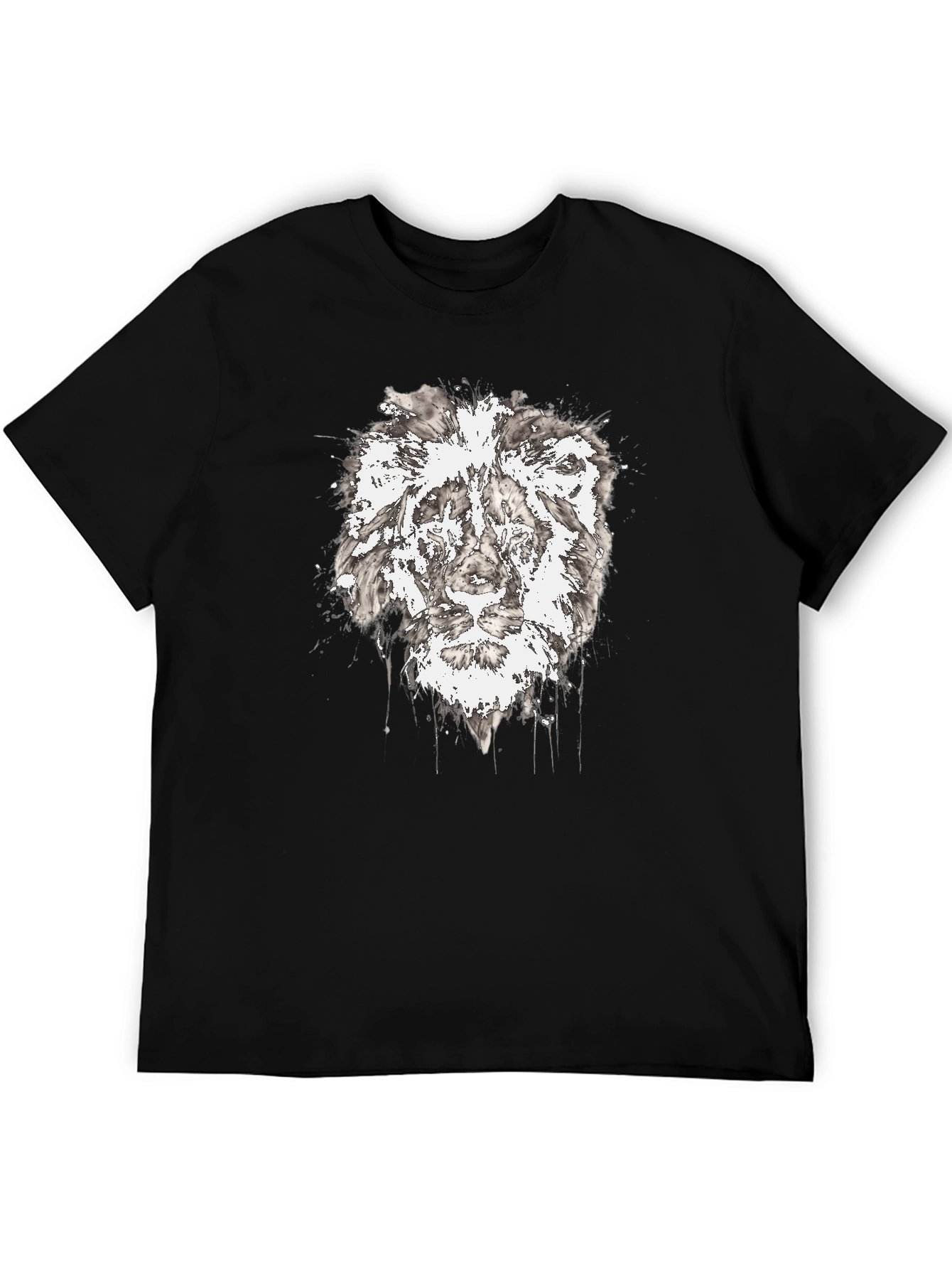 Lion Graphic Black T-Shirt - Artistic Print