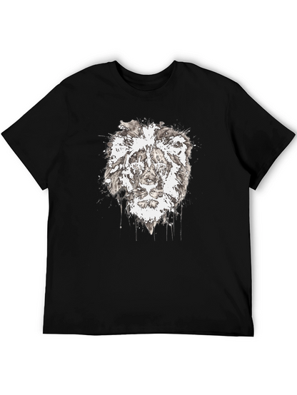 Lion Graphic Black T-Shirt - Artistic Print