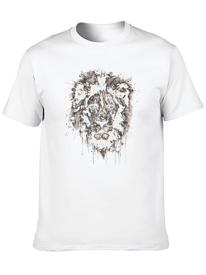Lion Graphic Black T-Shirt - Artistic Print