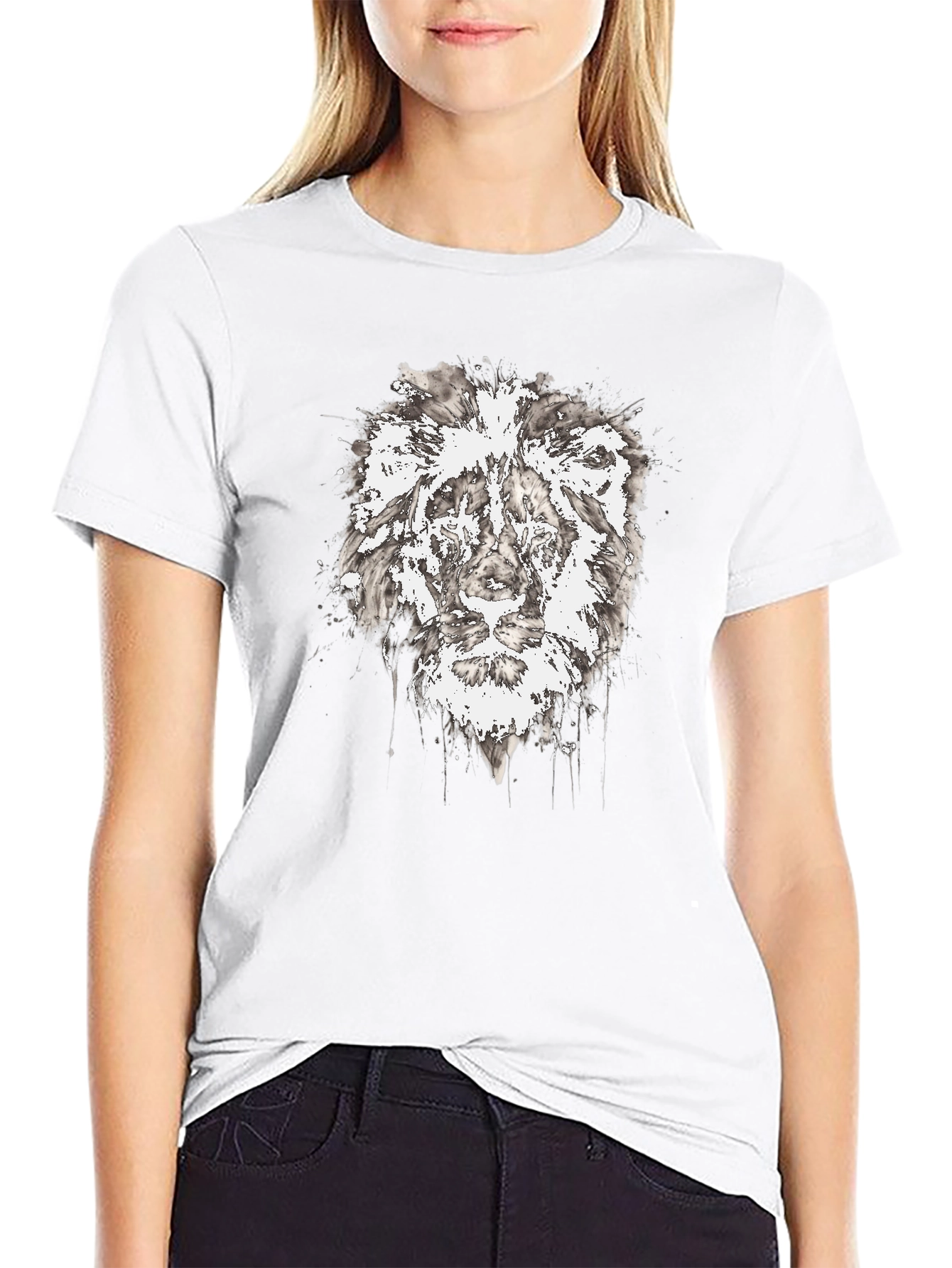 Lion Graphic Black T-Shirt - Artistic Print