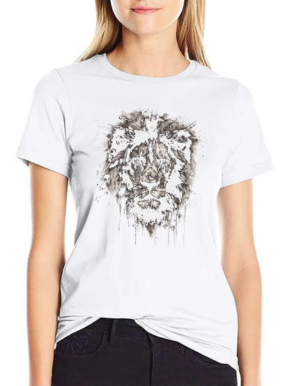 Lion Graphic Black T-Shirt - Artistic Print