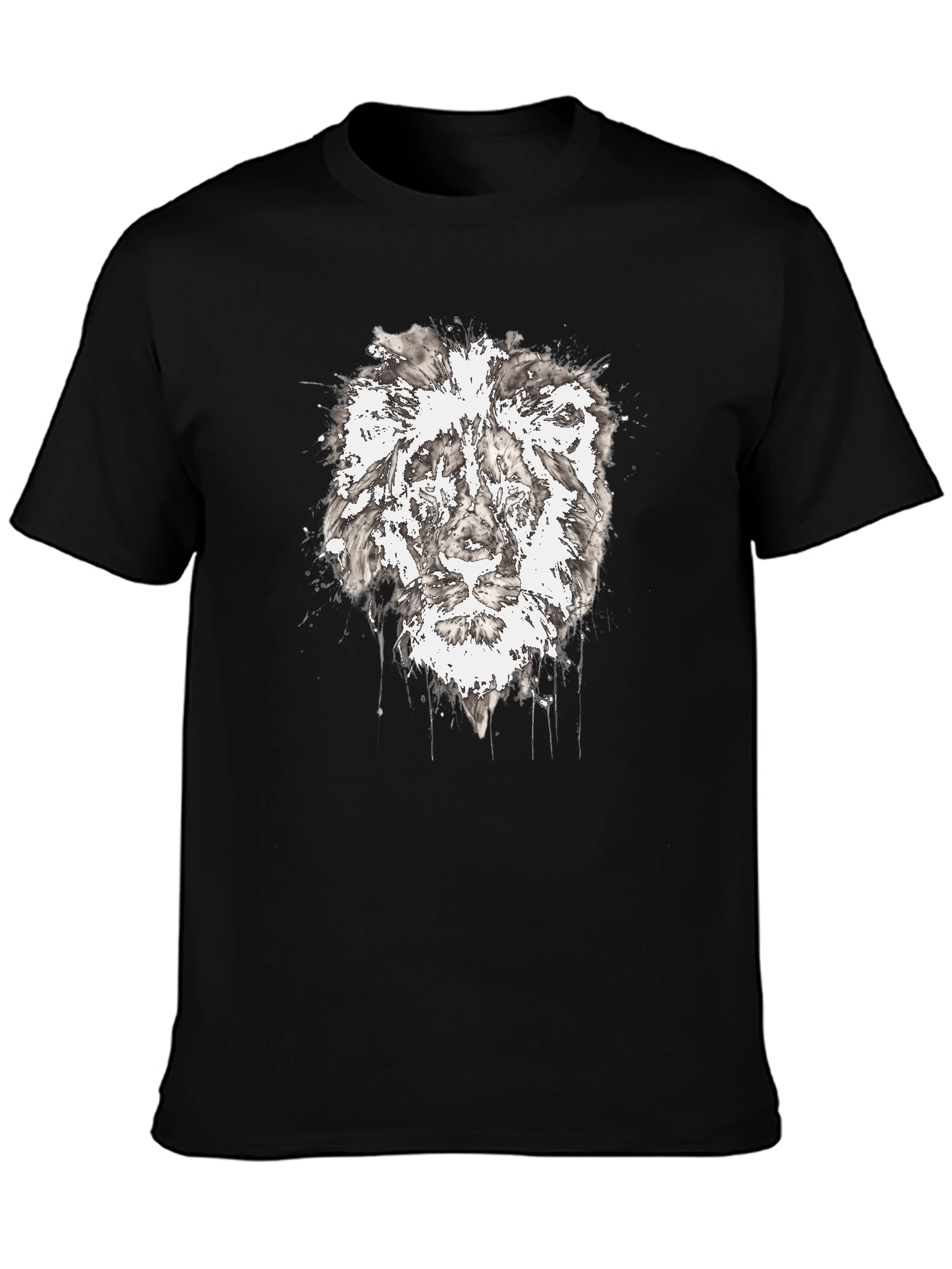 Lion Graphic Black T-Shirt - Artistic Print